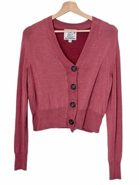 Snails & Cinnamon Dusty Pink V-Neck Cardigan Size Medium Cropped Layering